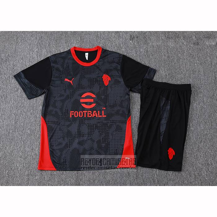 Chandal del AC Milan Manga Corta 2025-2026 Negro - Pantalon Corto